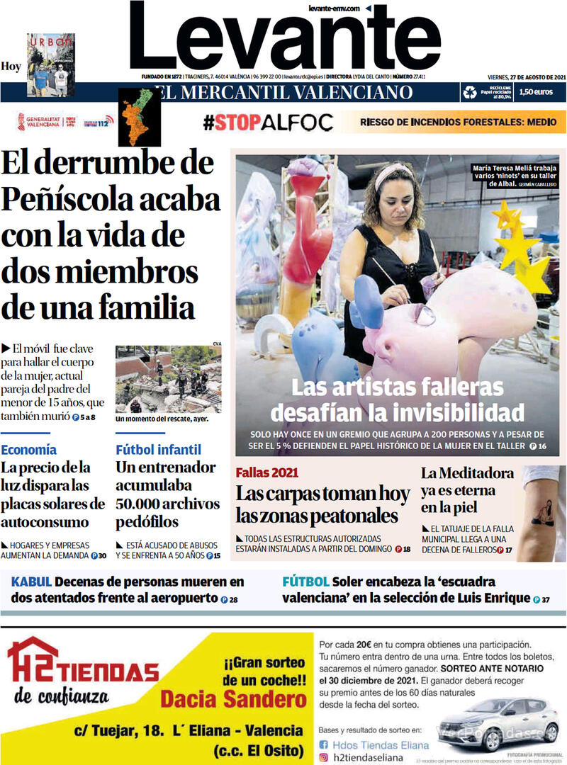 Portada Levante 2021-08-28