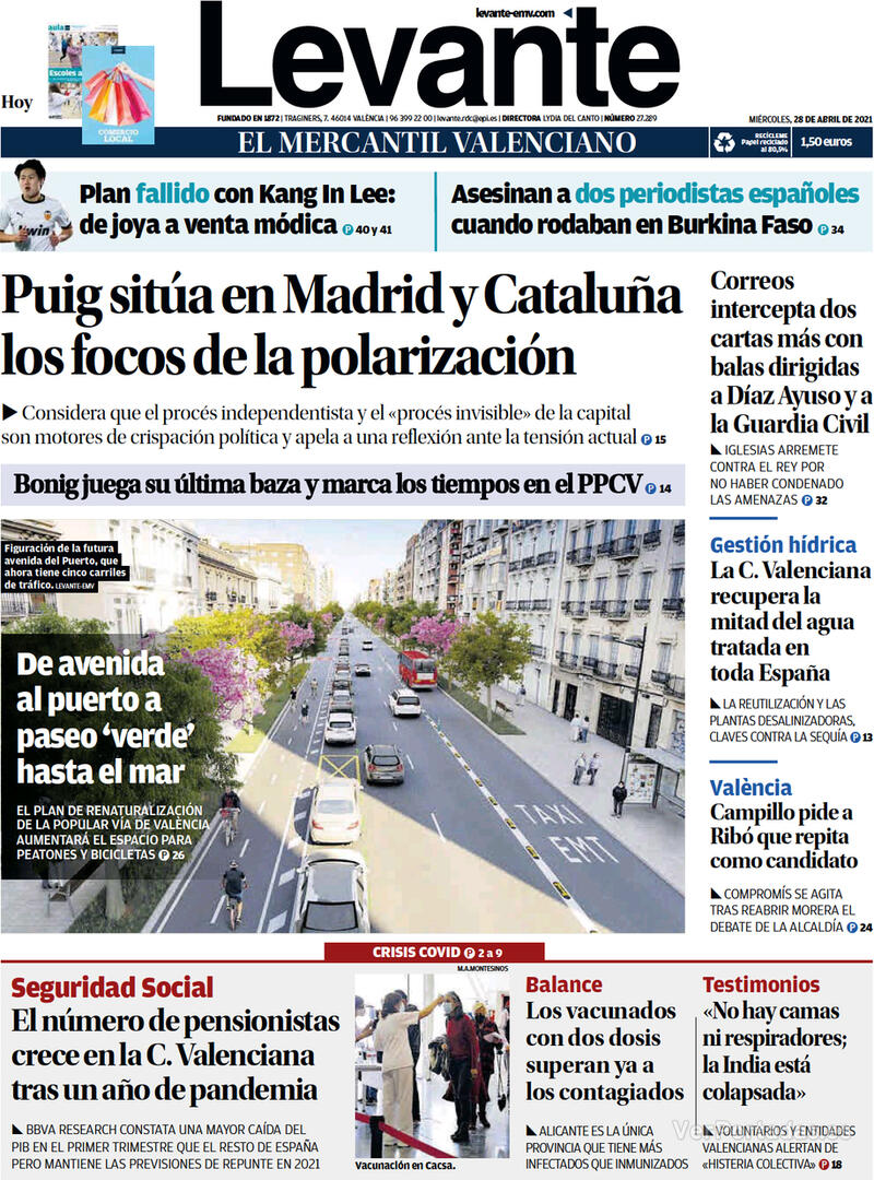 Portada Levante 2021-04-29