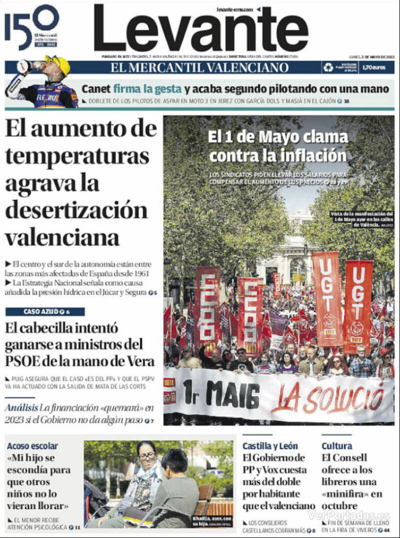 Portada Levante 2022-05-03