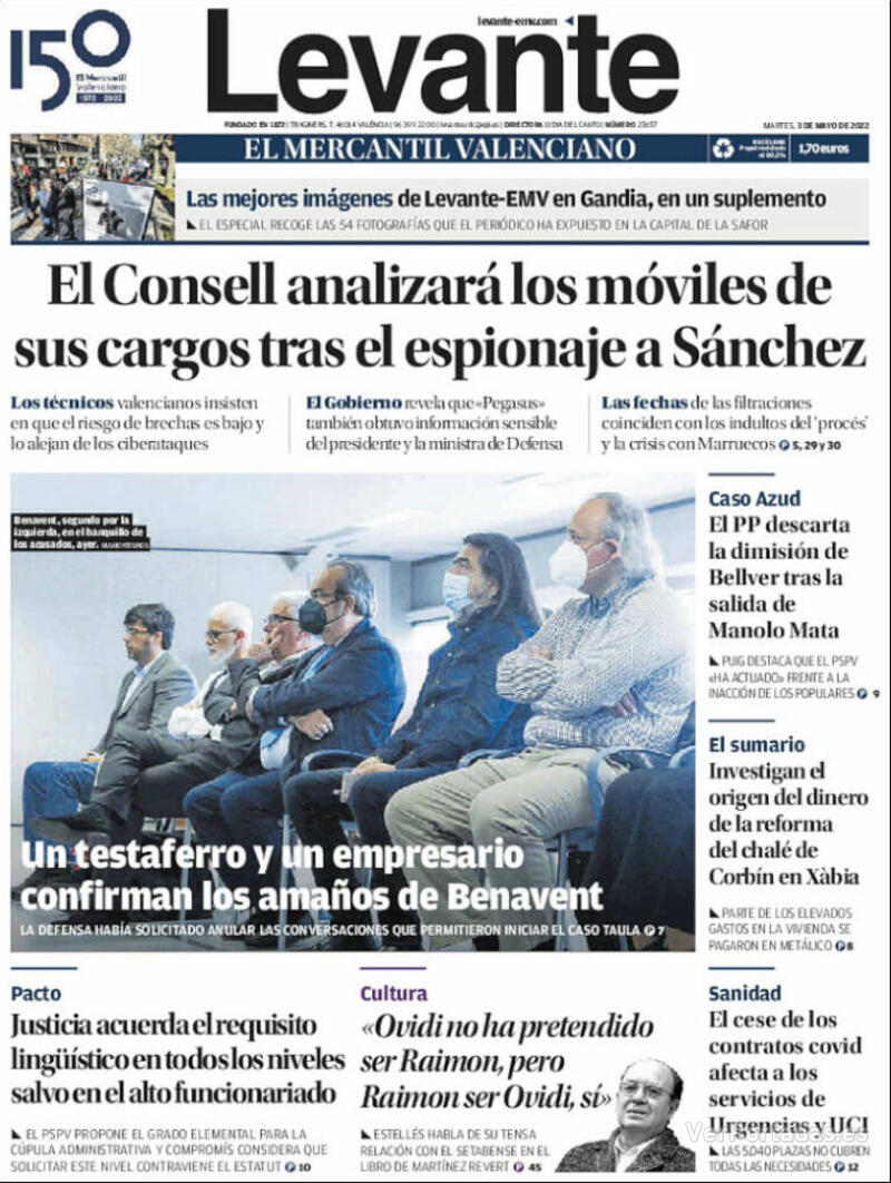 Portada Levante 2022-05-04