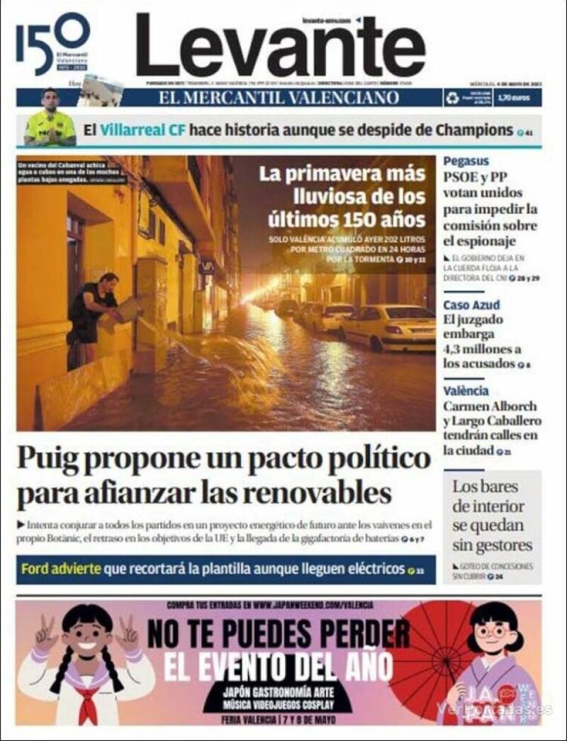 Portada Levante 2022-05-05