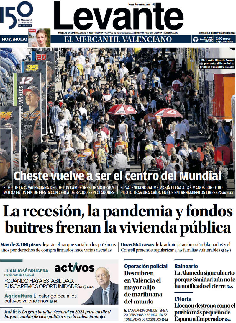 Portada Levante 2022-11-07