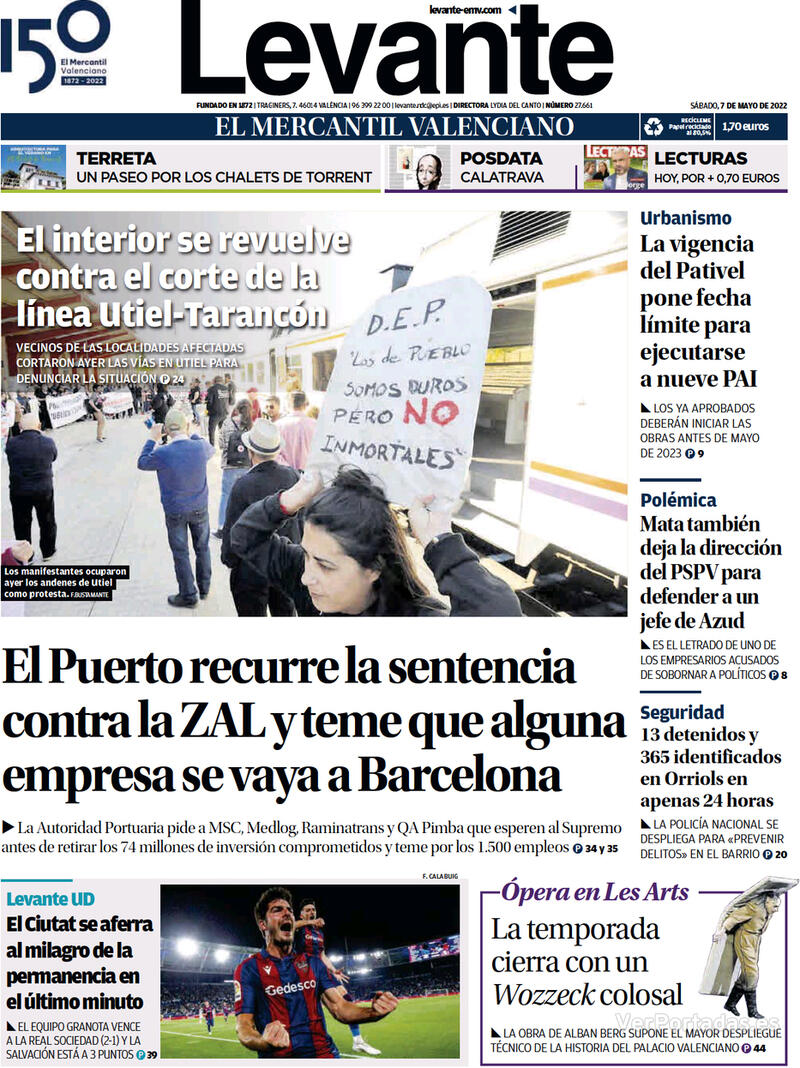 Portada Levante 2022-05-08