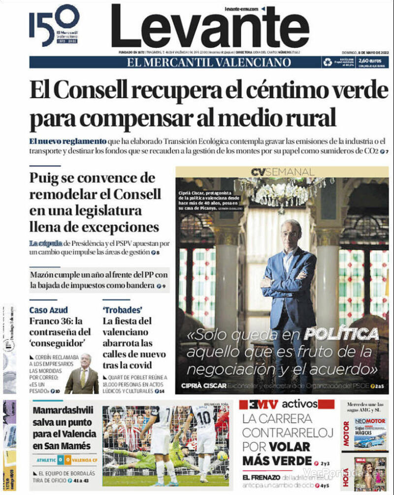 Portada Levante 2022-05-09