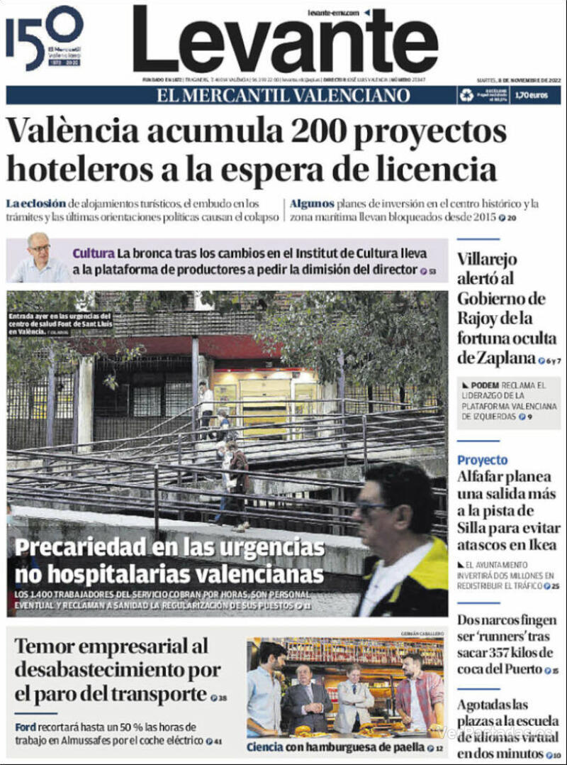 Portada Levante 2022-11-09