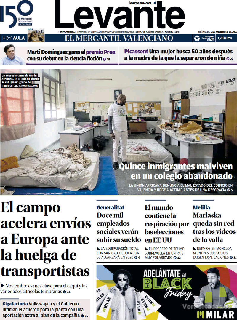 Portada Levante 2022-11-10