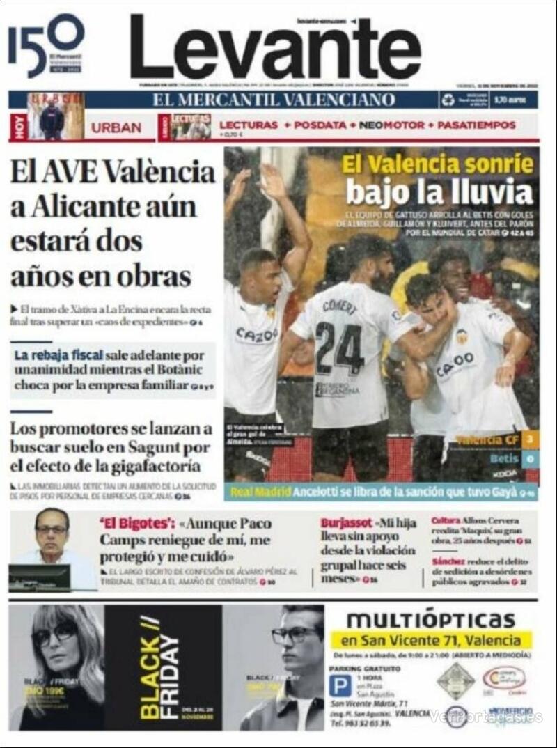 Portada Levante 2022-11-12