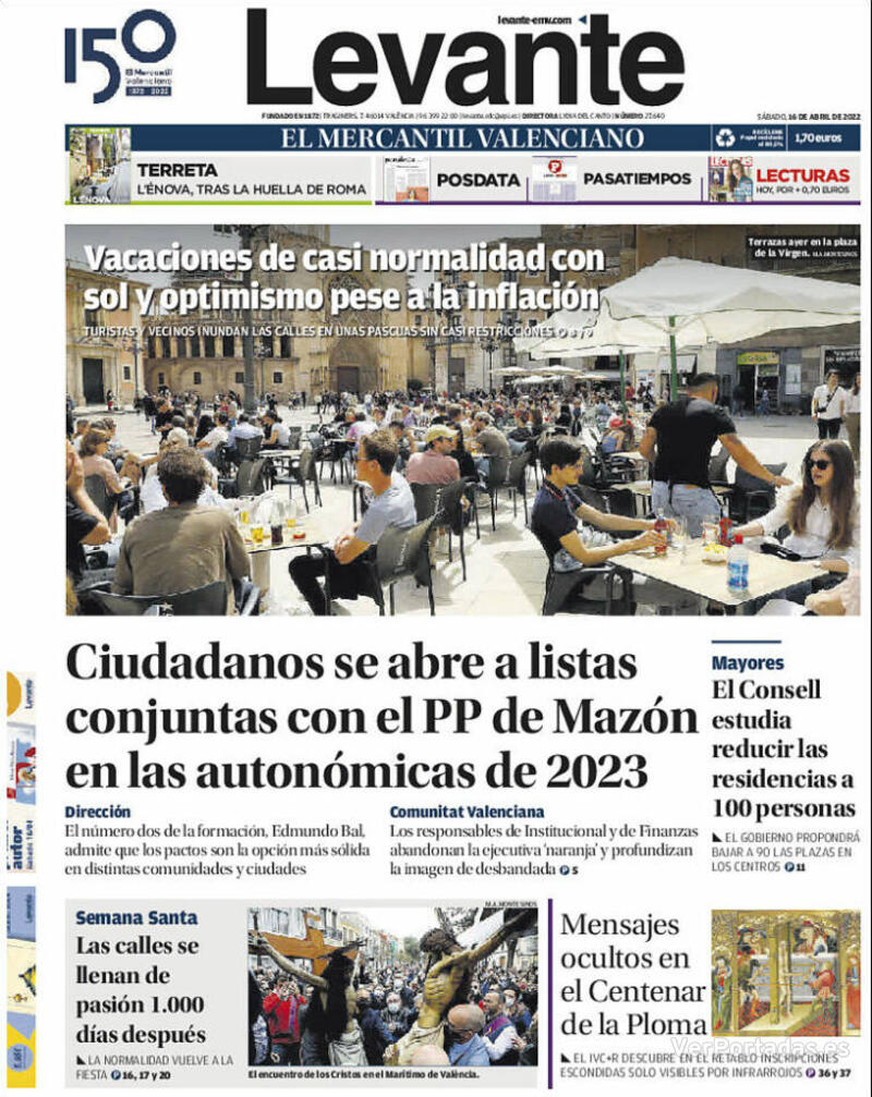 Portada Levante 2022-04-17