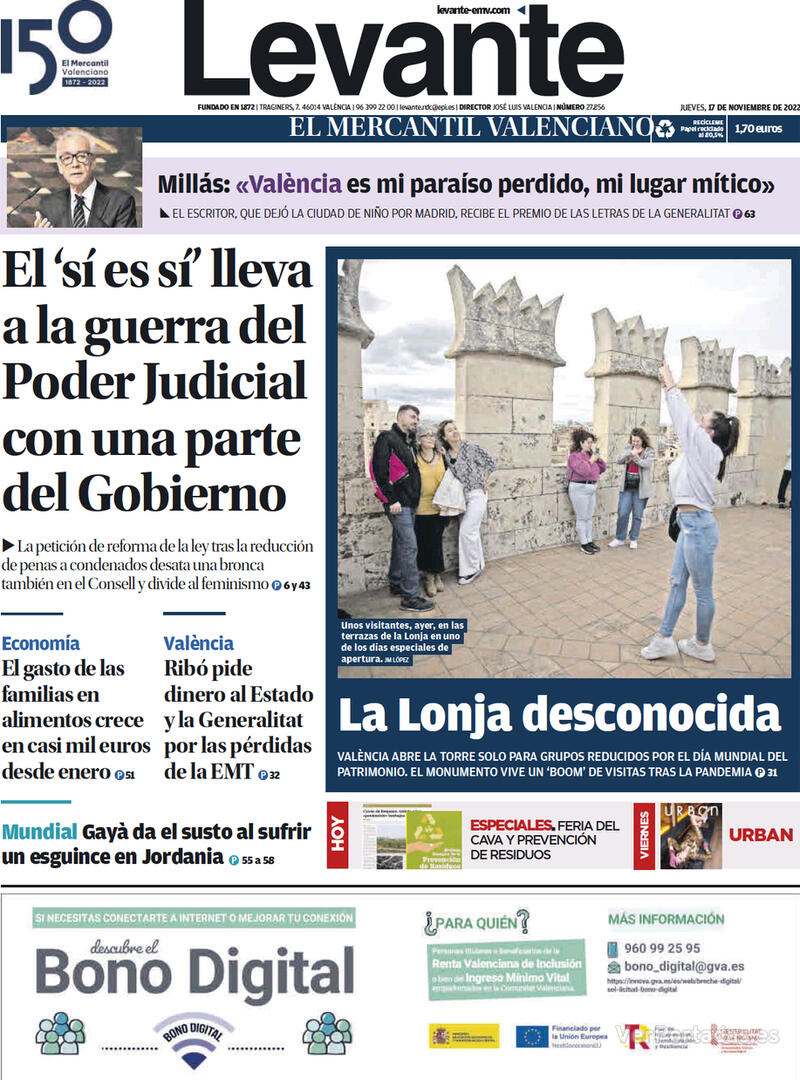 Portada Levante 2022-11-18