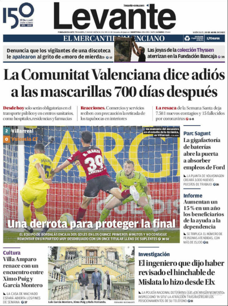 Portada Levante 2022-04-21