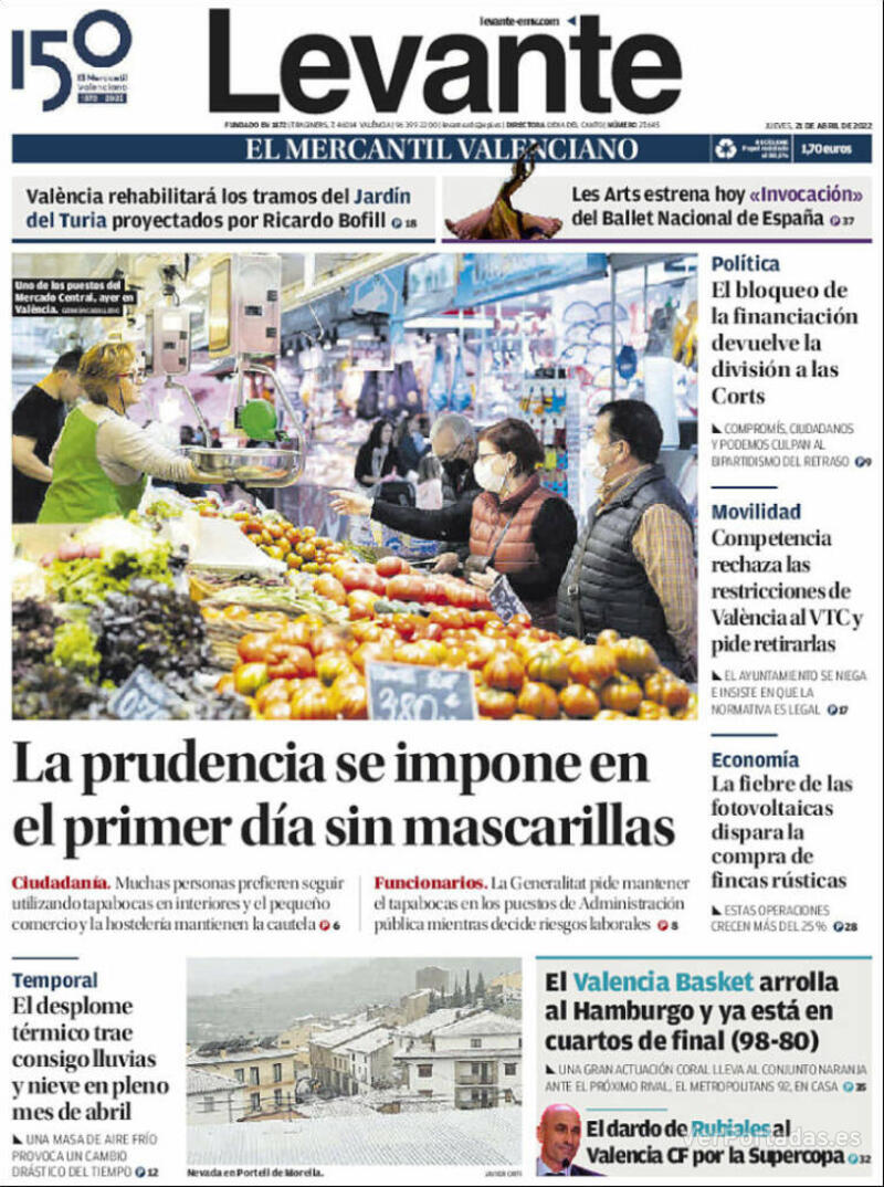 Portada Levante 2022-04-22