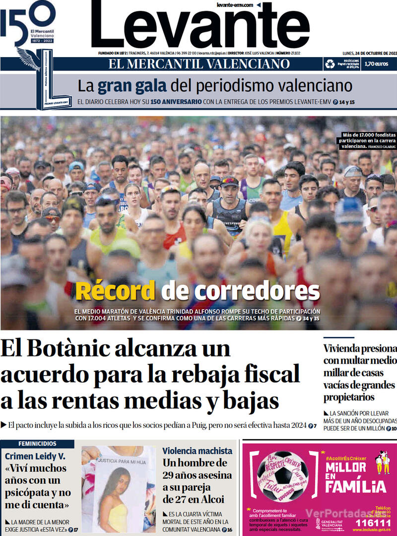 Portada Levante 2022-10-25