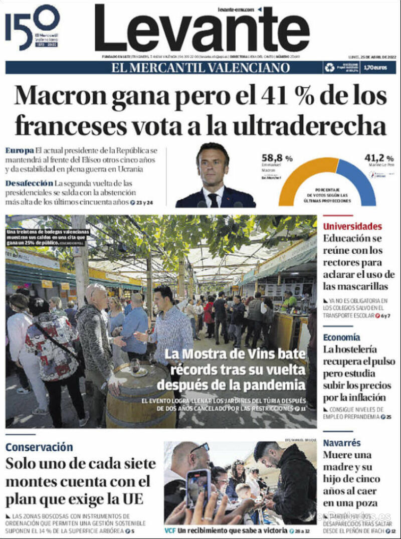 Portada Levante 2022-04-26