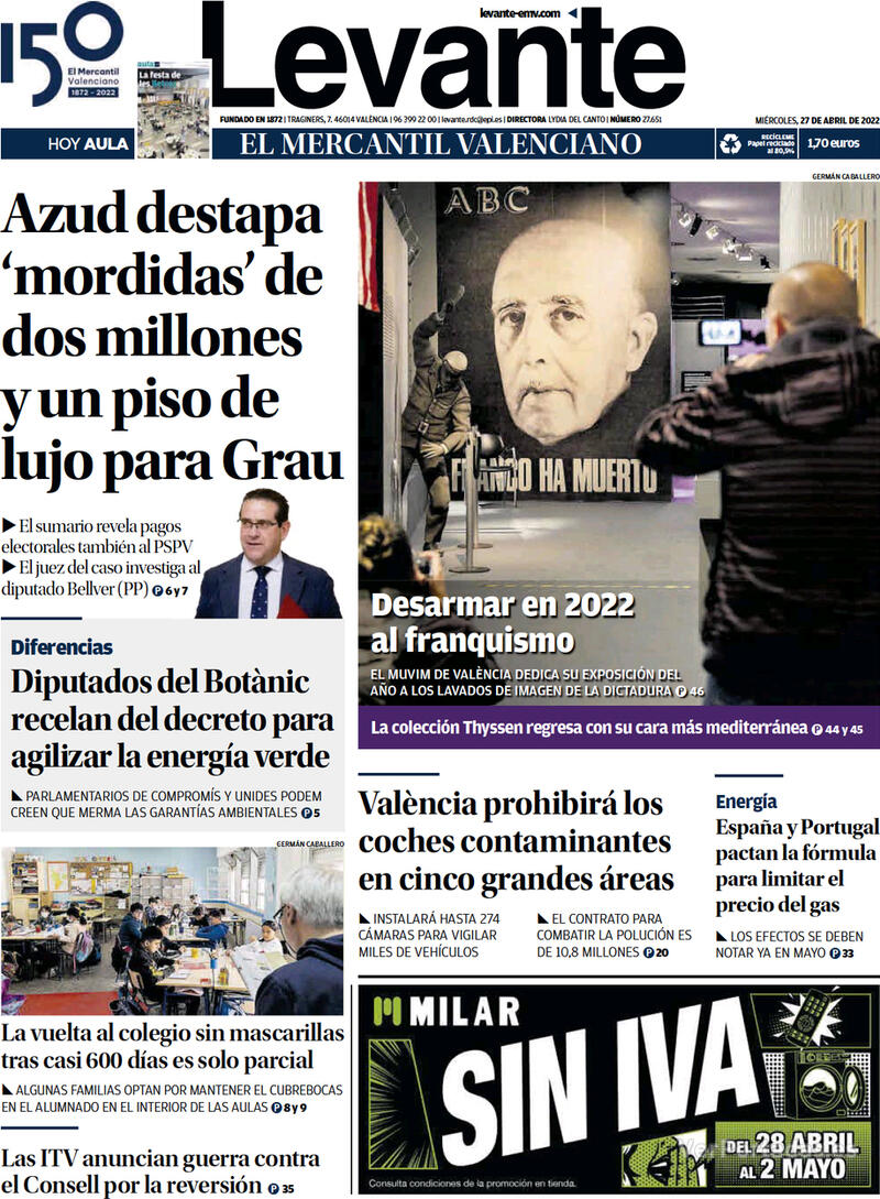 Portada Levante 2022-04-28