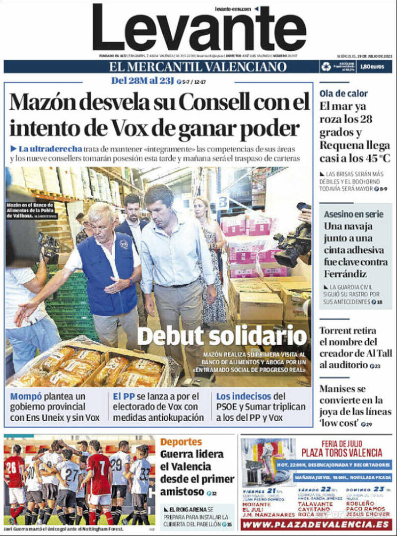 Portada Faro de Vigo 2023-07-19