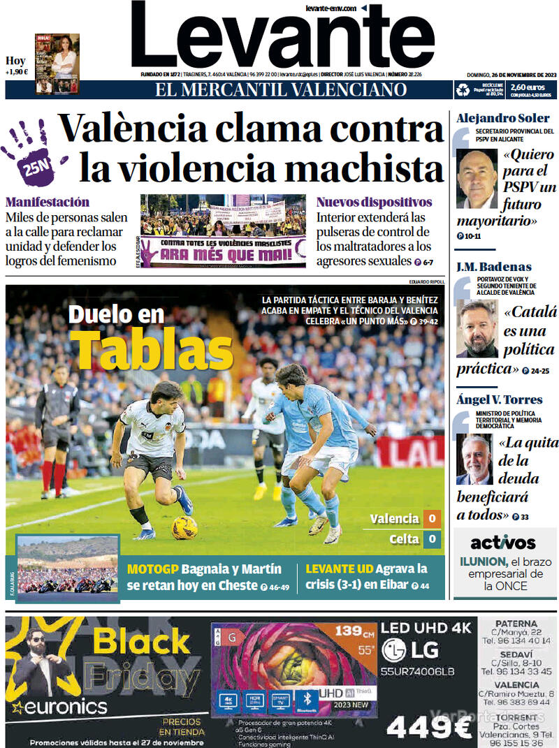 Portada Faro de Vigo 2023-11-26