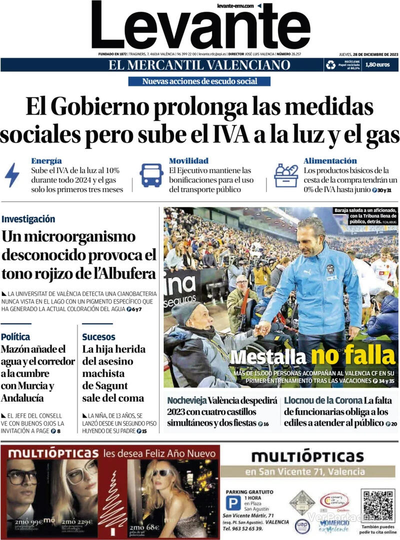 Portada Faro de Vigo 2023-12-28