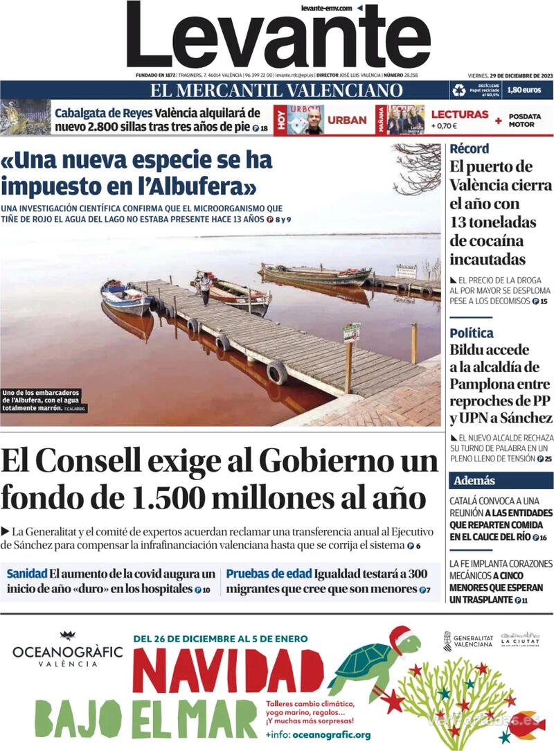 Portada Faro de Vigo 2023-12-29