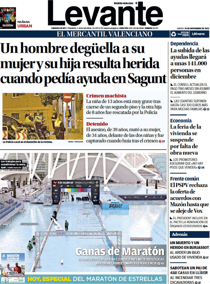 Portada Faro de Vigo 2023-11-30