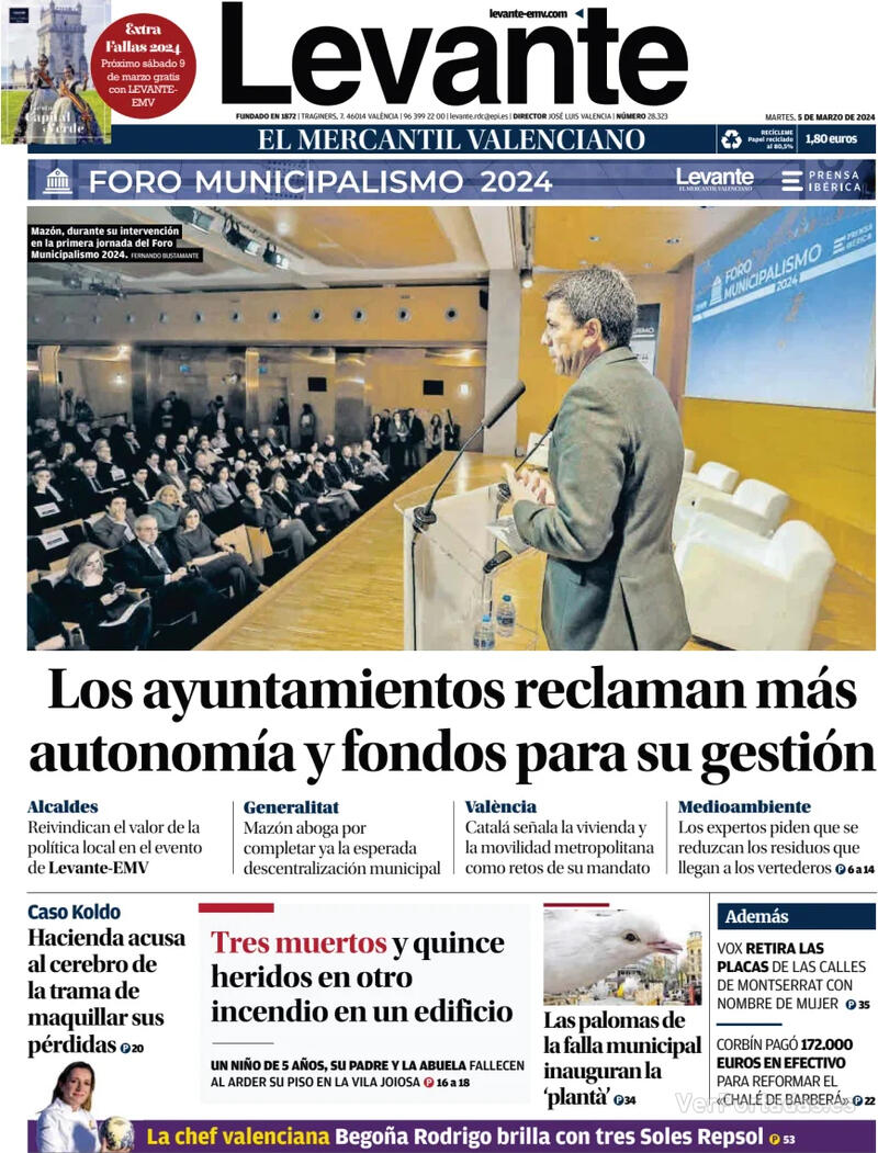 Portada Levante 2024-03-06