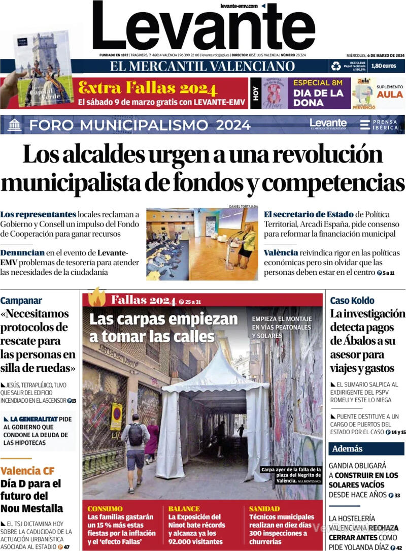 Portada Levante 2024-03-07