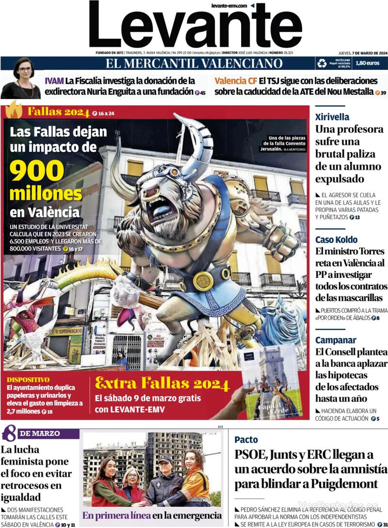 Portada Levante 2024-03-08