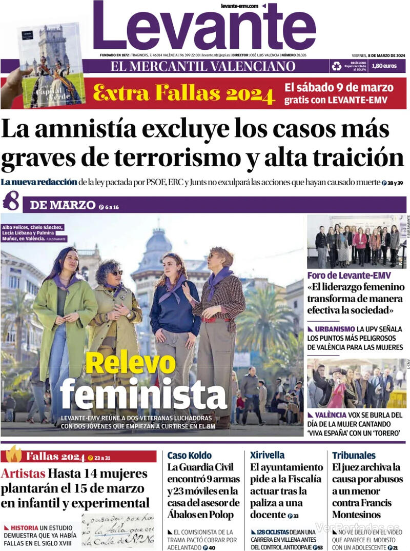 Portada Levante 2024-03-09