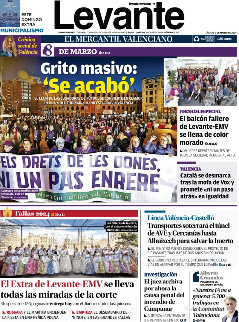 Portada Levante 2024-03-10