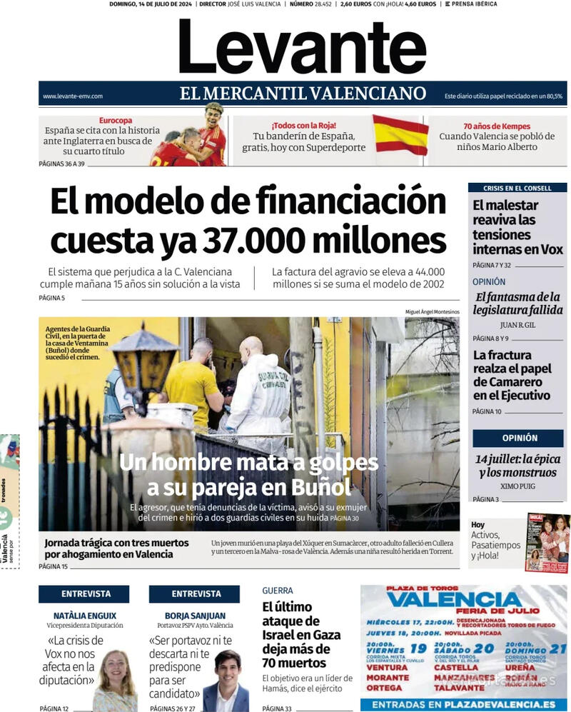 Portada Faro de Vigo 2024-07-14