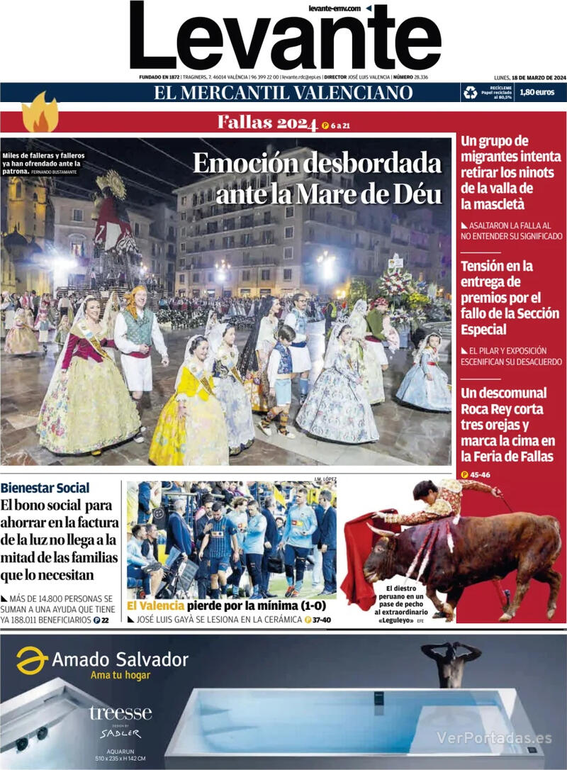 Portada Levante 2024-03-19