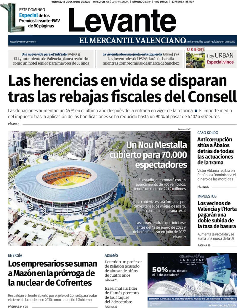 Portada Faro de Vigo 2024-10-18
