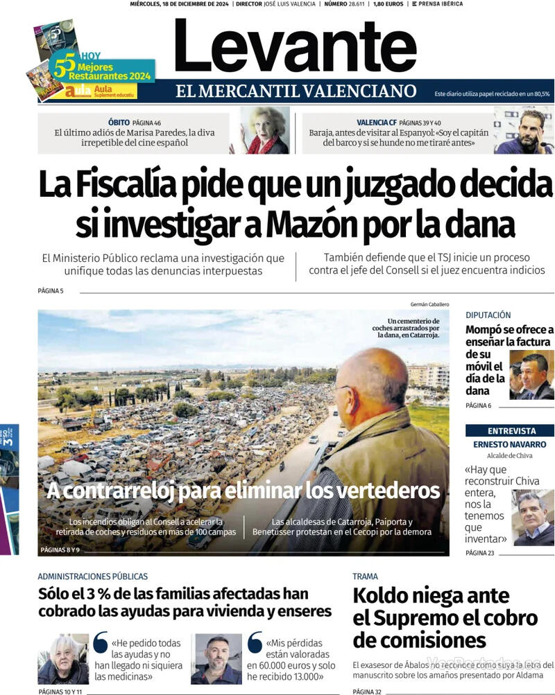 Portada Faro de Vigo 2024-12-18