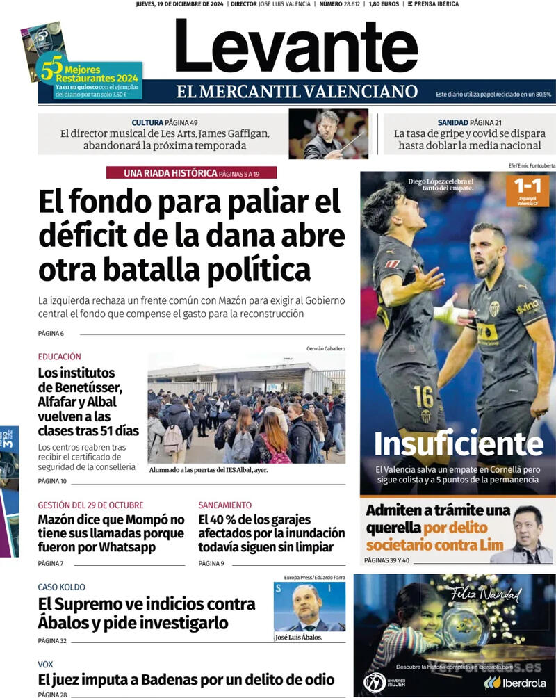 Portada Faro de Vigo 2024-12-19