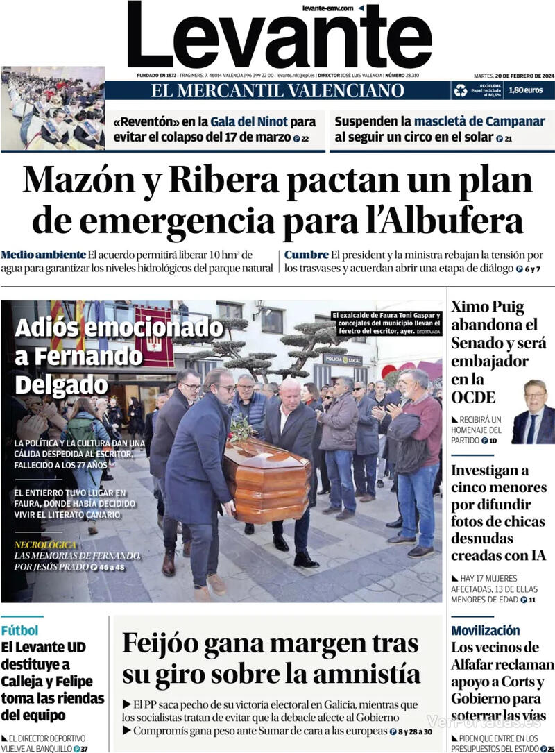 Portada Faro de Vigo 2024-02-20