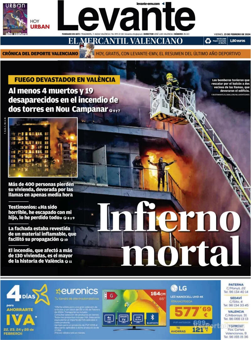 Portada Levante 2024-02-24