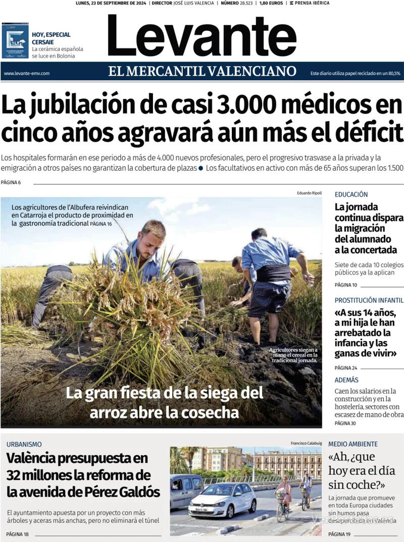 Portada Faro de Vigo 2024-09-23