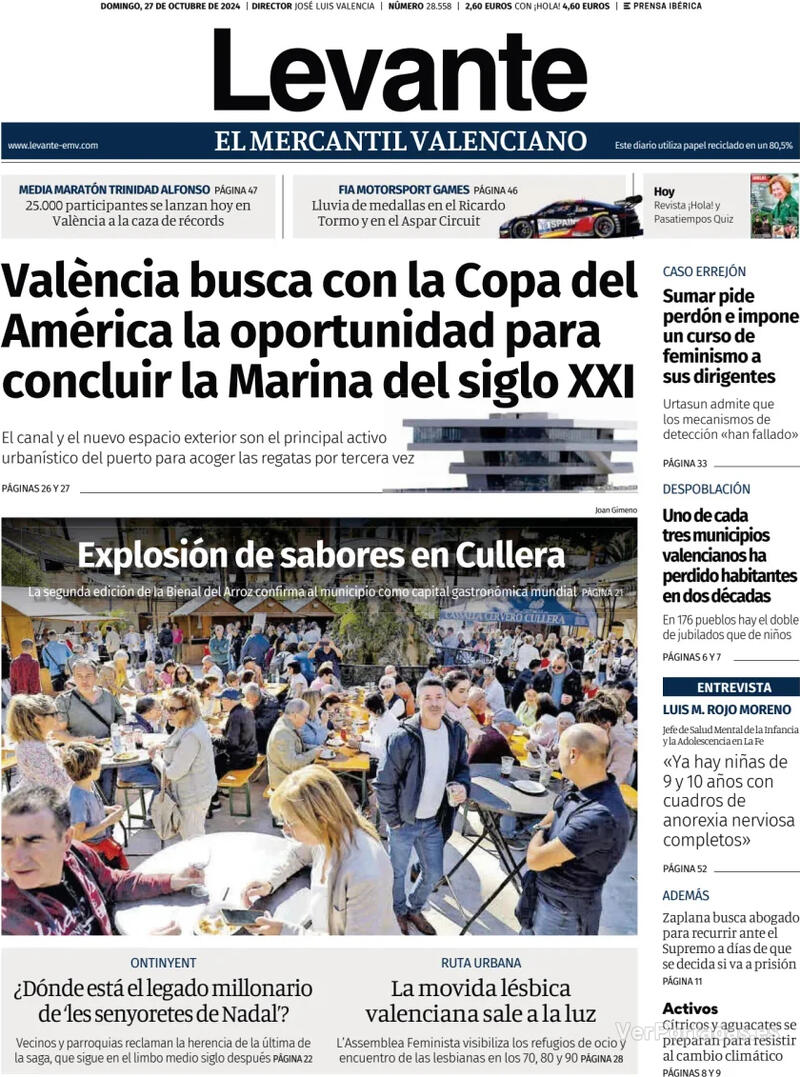 Portada Faro de Vigo 2024-10-27