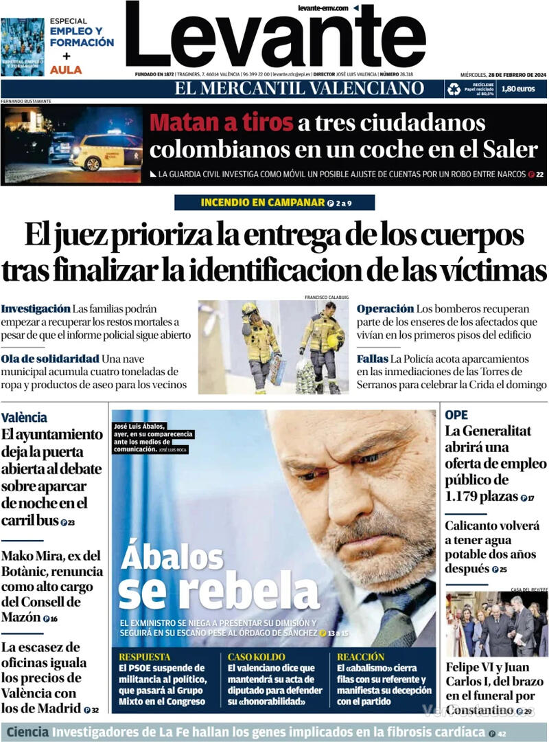 Portada Faro de Vigo 2024-02-28