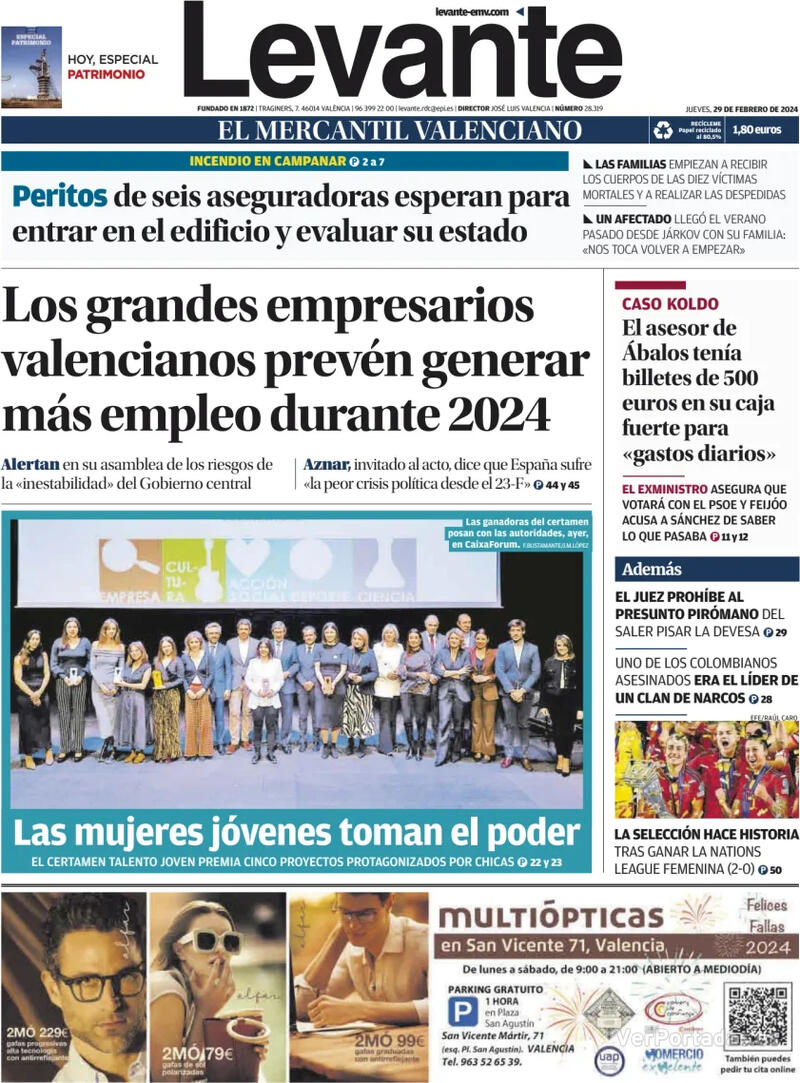 Portada Levante 2024-03-01