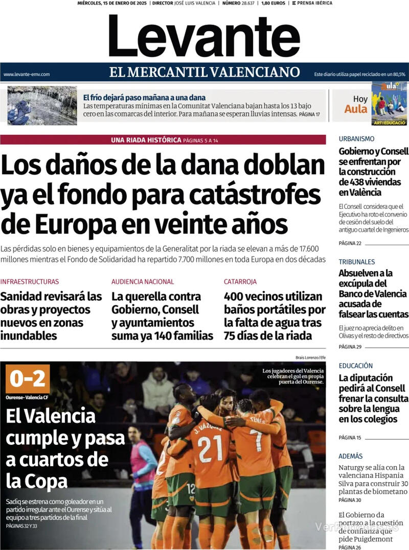 Portada Faro de Vigo 2025-01-15