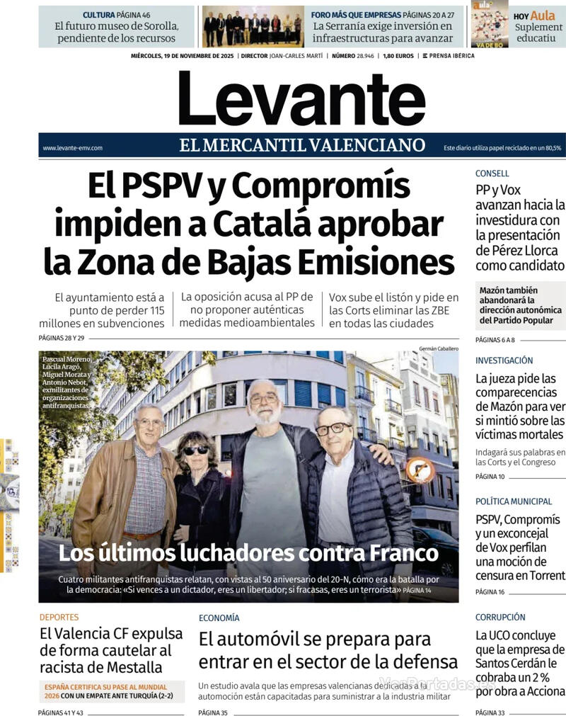 Portada Faro de Vigo 2025-11-19