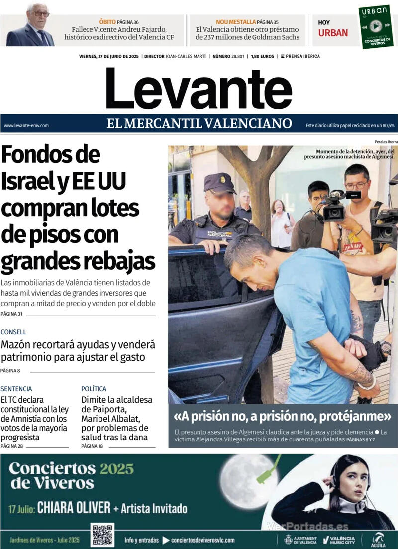 Portada Faro de Vigo 2025-06-27