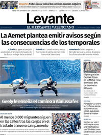 Portada periódico Levante Portada periódico Levante