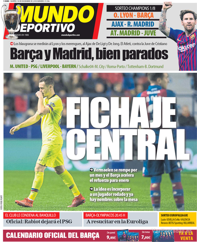 Portada Mundo Deportivo 2018-12-19