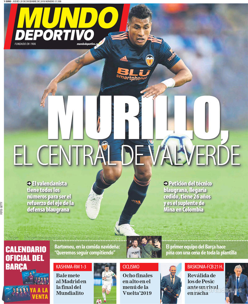 Portada Mundo Deportivo 2018-12-21