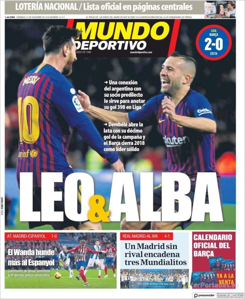 Portada Mundo Deportivo 2018-12-24