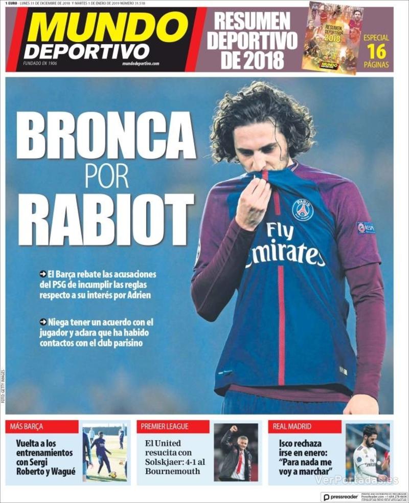 Portada Mundo Deportivo 2019-01-02