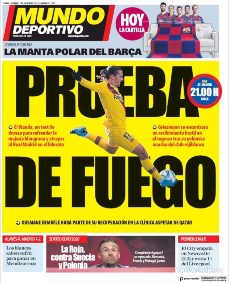 Portada Mundo Deportivo 2019-12-02