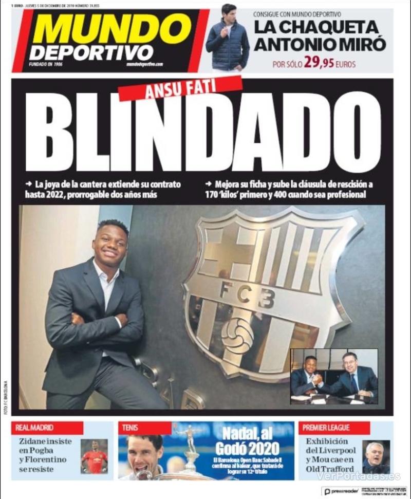 Portada Mundo Deportivo 2019-12-06