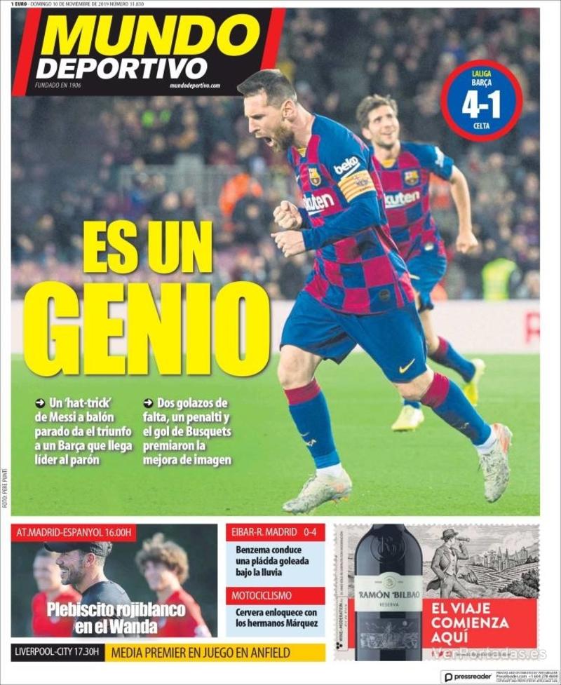 Portada Mundo Deportivo 2019-11-11